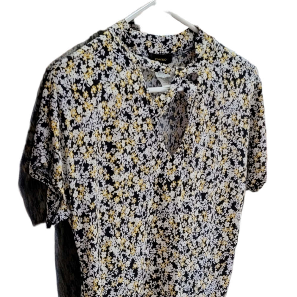 Espresso Cross Pattern Open Blouse - image 2